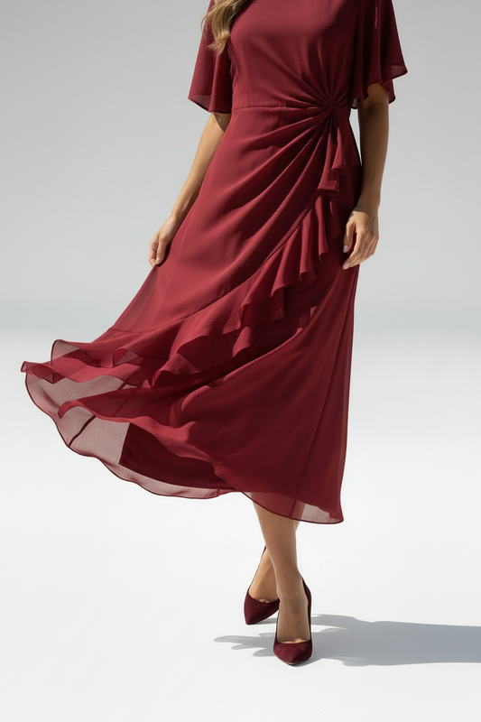 Lara - Vestido tacto suave con cintura fruncida