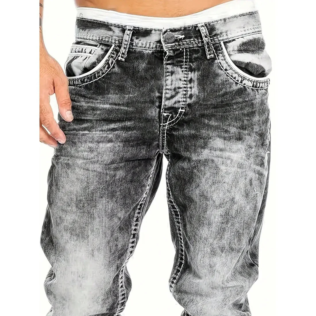 Nicolas - Vaqueros elásticos creativos para hombre, de estilo minimalista, ideales para el verano, estilo emo