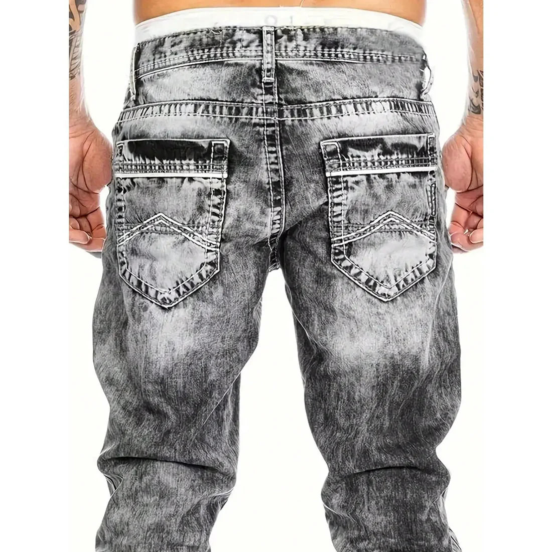 Nicolas - Vaqueros elásticos creativos para hombre, de estilo minimalista, ideales para el verano, estilo emo