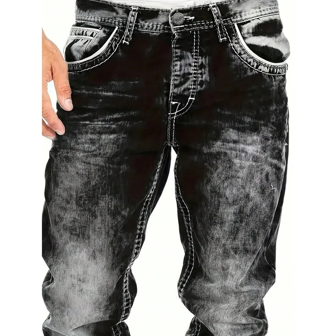 Nicolas - Vaqueros elásticos creativos para hombre, de estilo minimalista, ideales para el verano, estilo emo