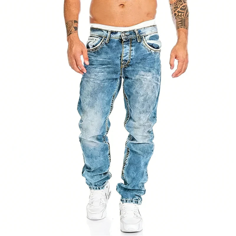 Nicolas - Vaqueros elásticos creativos para hombre, de estilo minimalista, ideales para el verano, estilo emo