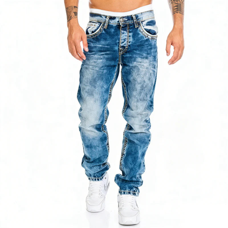 Nicolas - Vaqueros elásticos creativos para hombre, de estilo minimalista, ideales para el verano, estilo emo