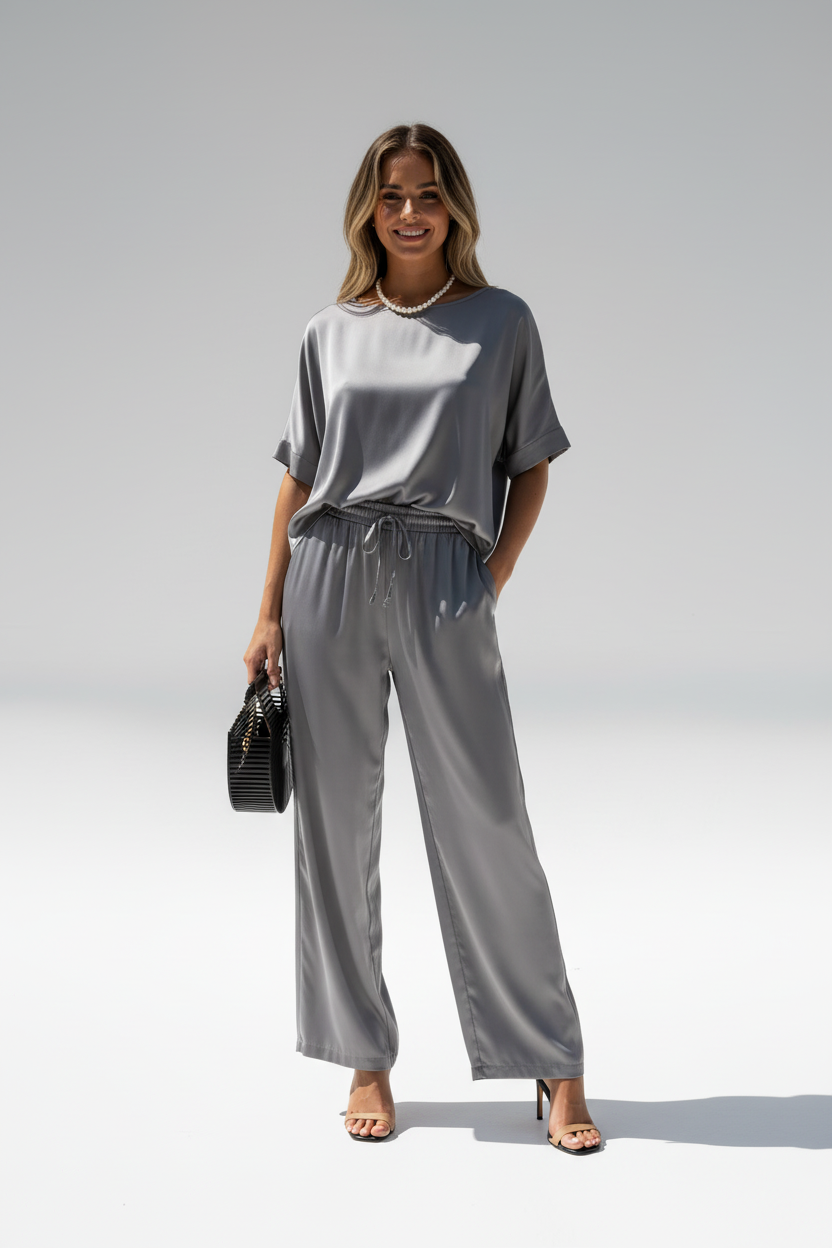 Anaïs - Conjunto de dos piezas de satén holgados