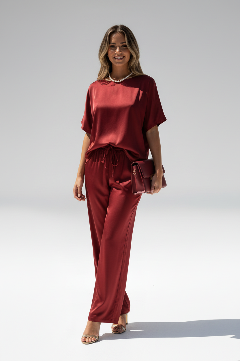 Anaïs - Conjunto de dos piezas de satén holgados