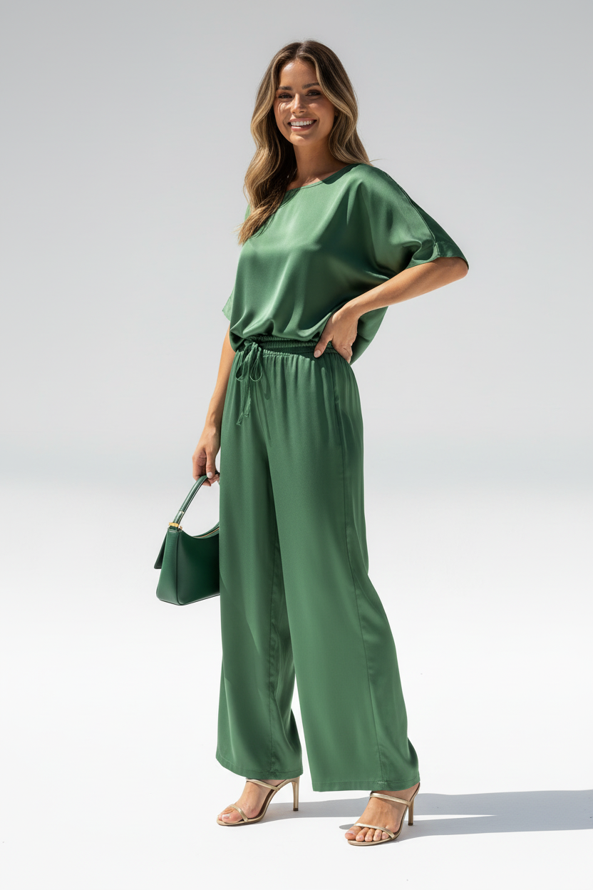 Anaïs - Conjunto de dos piezas de satén holgados