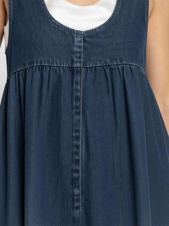 Karen - Vestido largo de vaquero lavado con efecto vintage y un toque de algodón suave