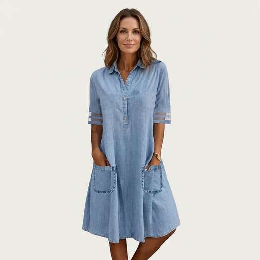 Brenda - Vestido camisero de vaquero descolorido