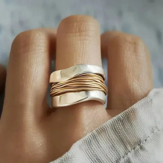 ANILLO DE PLATA CON ALAMBRE DORADO
