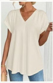 Bella - Camiseta de manga corta, lisa y con diseño de patchwork